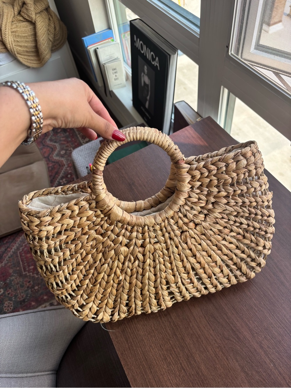 Straw Studios Woven Round-Handle Tote in Natural Tan